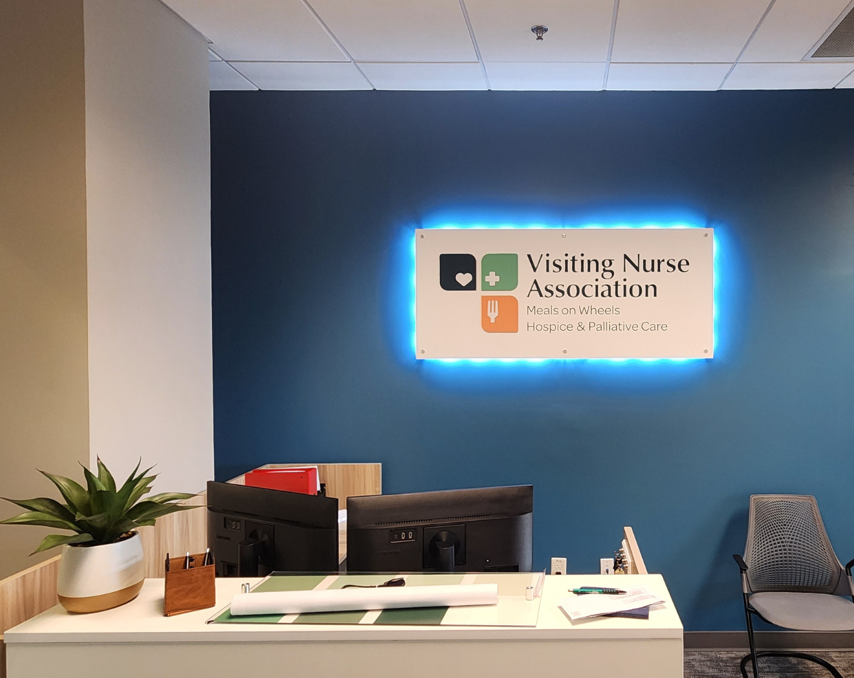 A sample of a lobby sign that can be used for a bank with added LED lights for interios and exterior