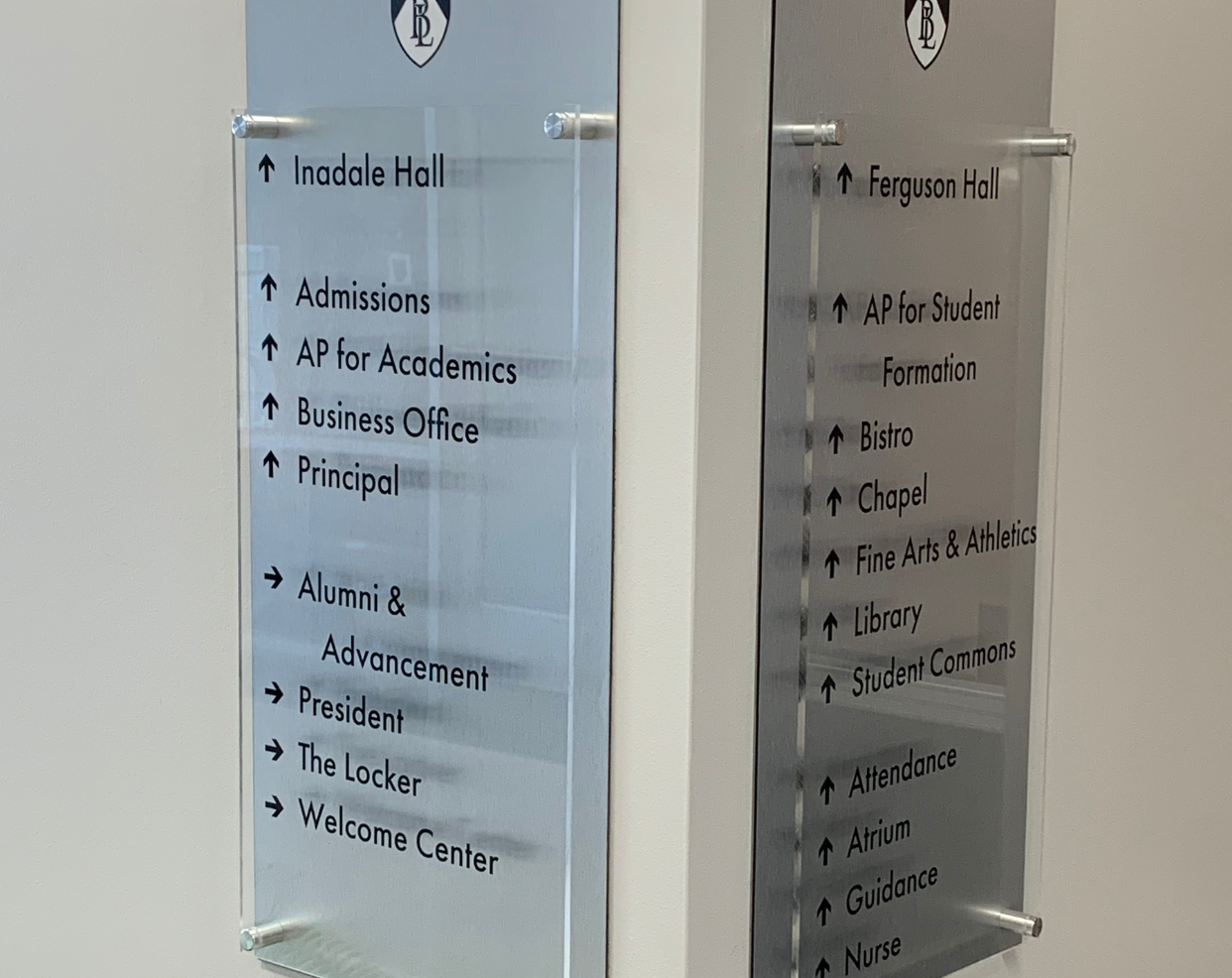 This directional signage that can be also added to your lobby to help clients find their way.