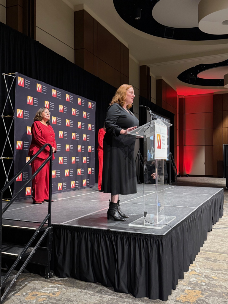 Gayle Goodman giving her speech as she was announced as on of the winner