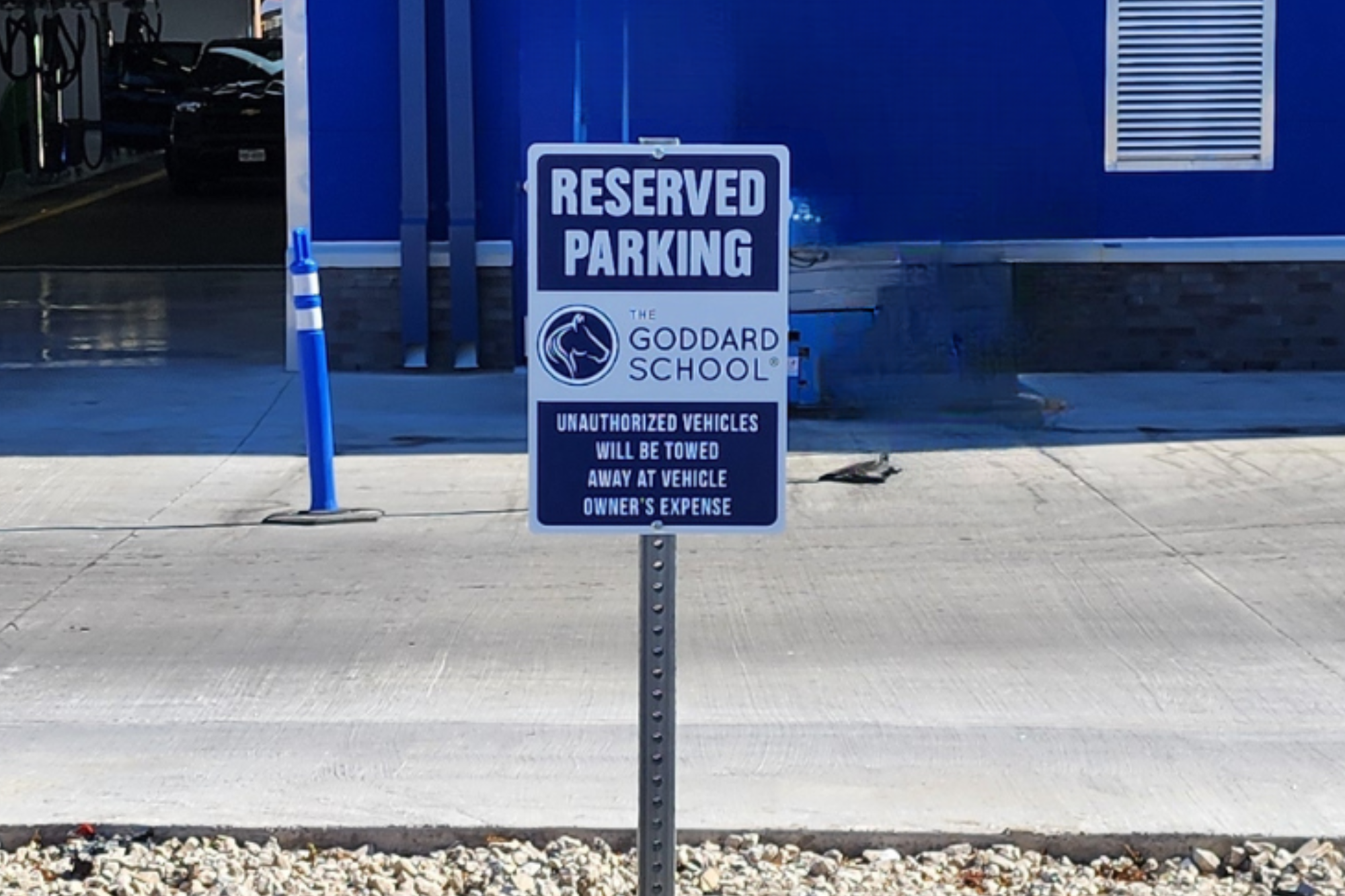 The Goddard School Parking Sign installed by It's A Good Sign