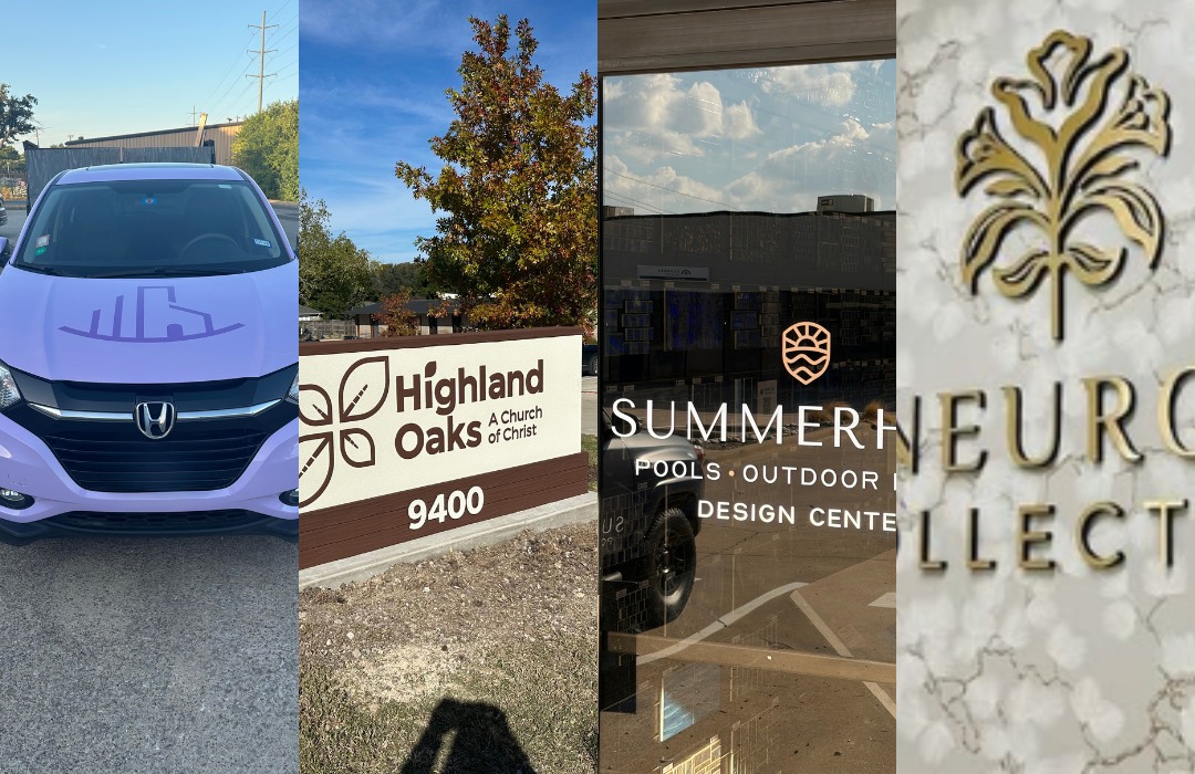 Purcple Vehicle Wrap, Monument Sign, Door Graphics, and Lobby Signage